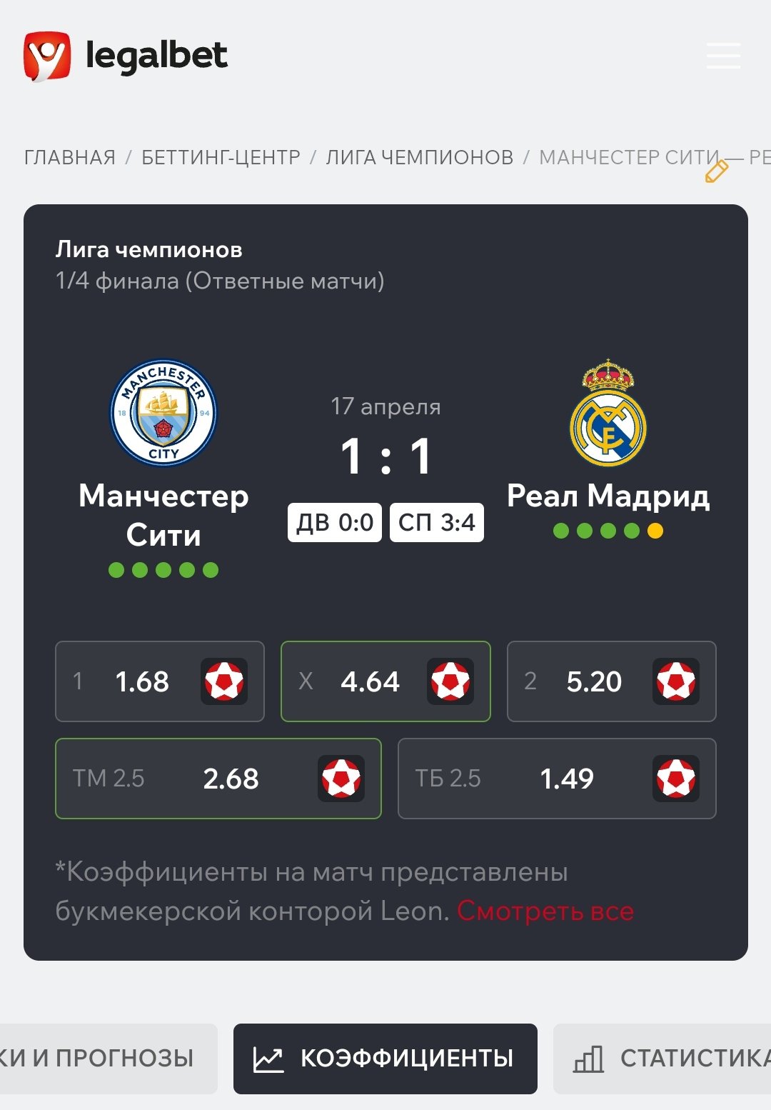 Коэффициент 5.50 на победу на «Этихаде» — таково величие «Реала». Переоценено Коэффициент 5.50 на победу на «Этихаде» — таково величие «Реала». Переоценено